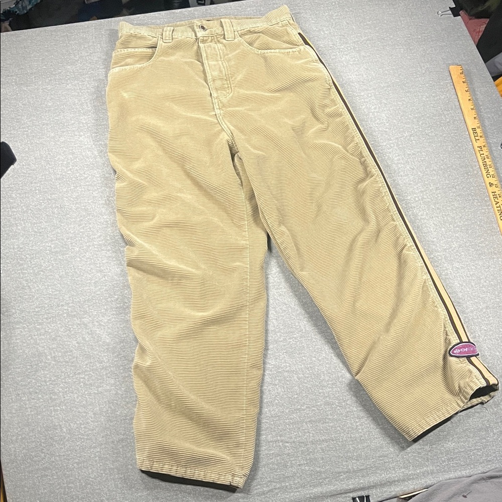 Split Beige Corduroy Pants with Brown Side Stripe. Y2K.
Can’t find another pair.